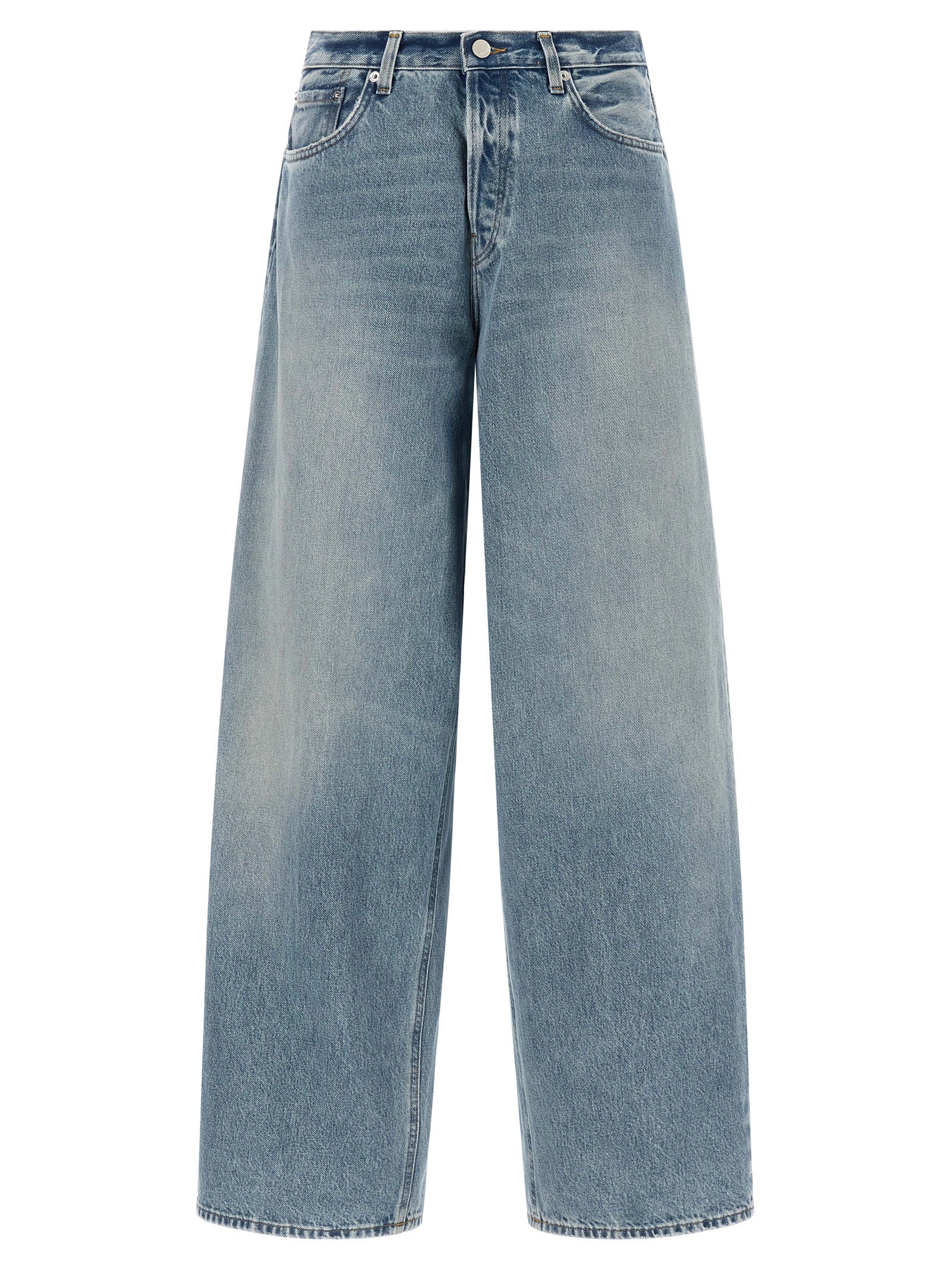 Jeans by Haikure for women in denim cotton canvas light-blue features an sartorial relaxed-fit & wide and long with a cut for a sartorial finish.