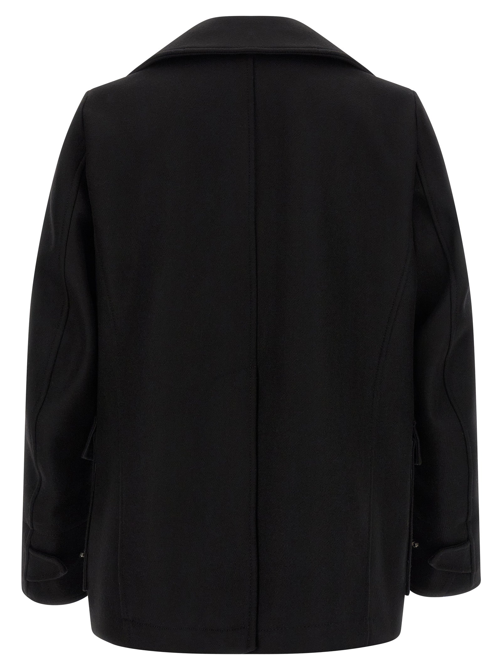 Overcoat by Dsquared² for men in polyamide wool black features a contemporary silhouette showcasing a contemporary and refined pockets for a sophisticated finish.