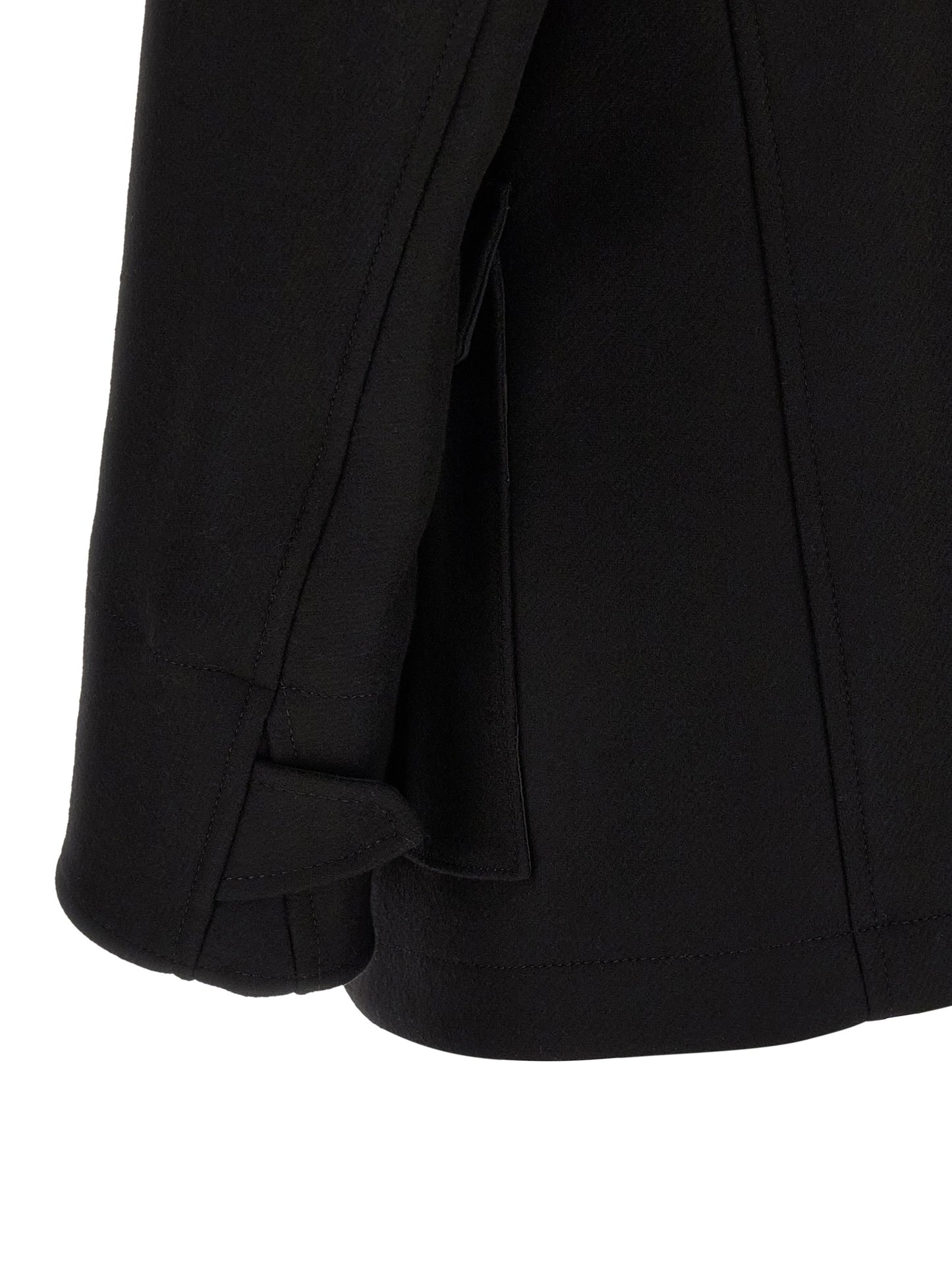 Overcoat by Dsquared² for men in polyamide wool black presents a luxurious silhouette, showcasing a luxurious and sophisticated pockets for a premium, luxurious look.