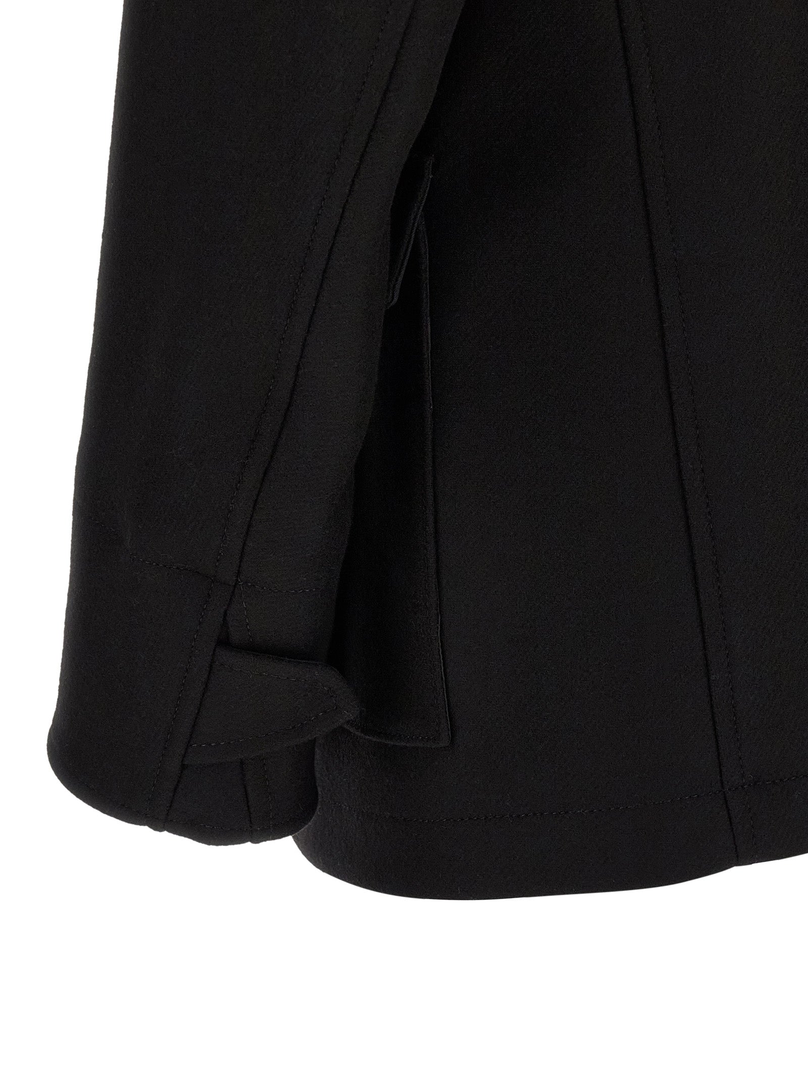 Overcoat by Dsquared² for men in polyamide wool black presents a luxurious silhouette, showcasing a luxurious and sophisticated pockets for a premium, luxurious look.
