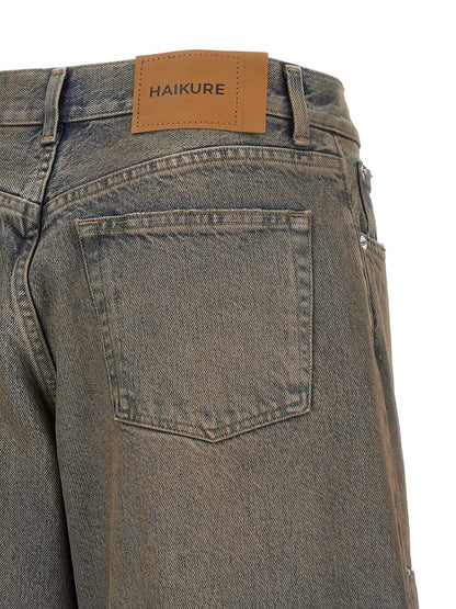 Jeans by Haikure for women in denim cotton blue features an sartorial relaxed-fit & wide and long with a cut for a sartorial finish.