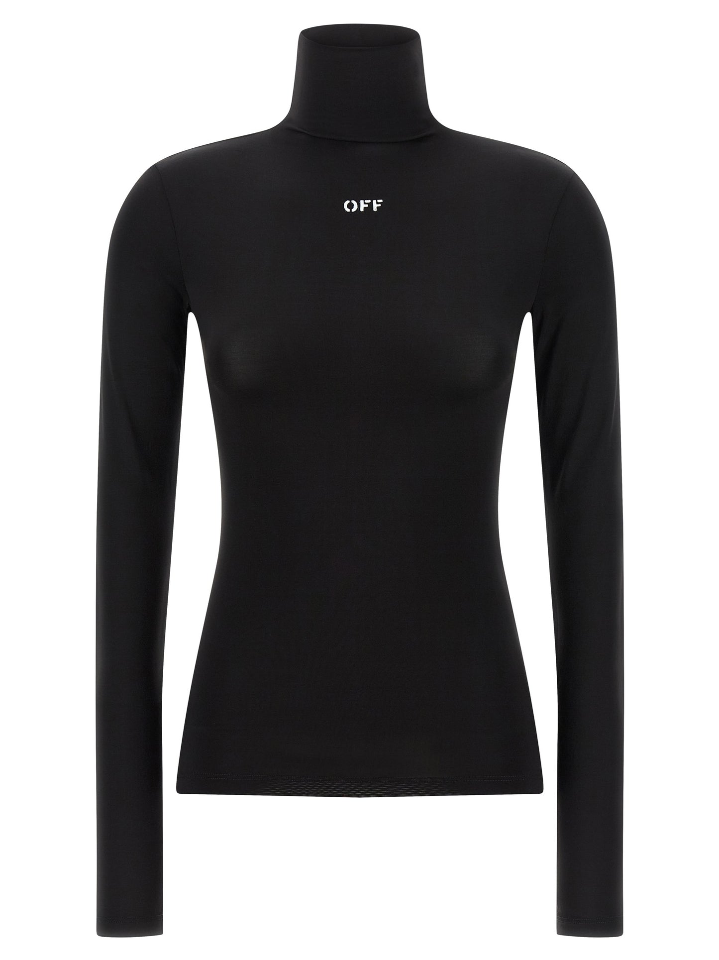 Cardigan by Off-White for women in stretch fabric & acetate black & white features an crisp silhouette, showcasing a sophisticated high-neck neckline and long-sleeve detail for a truly crisp finish.