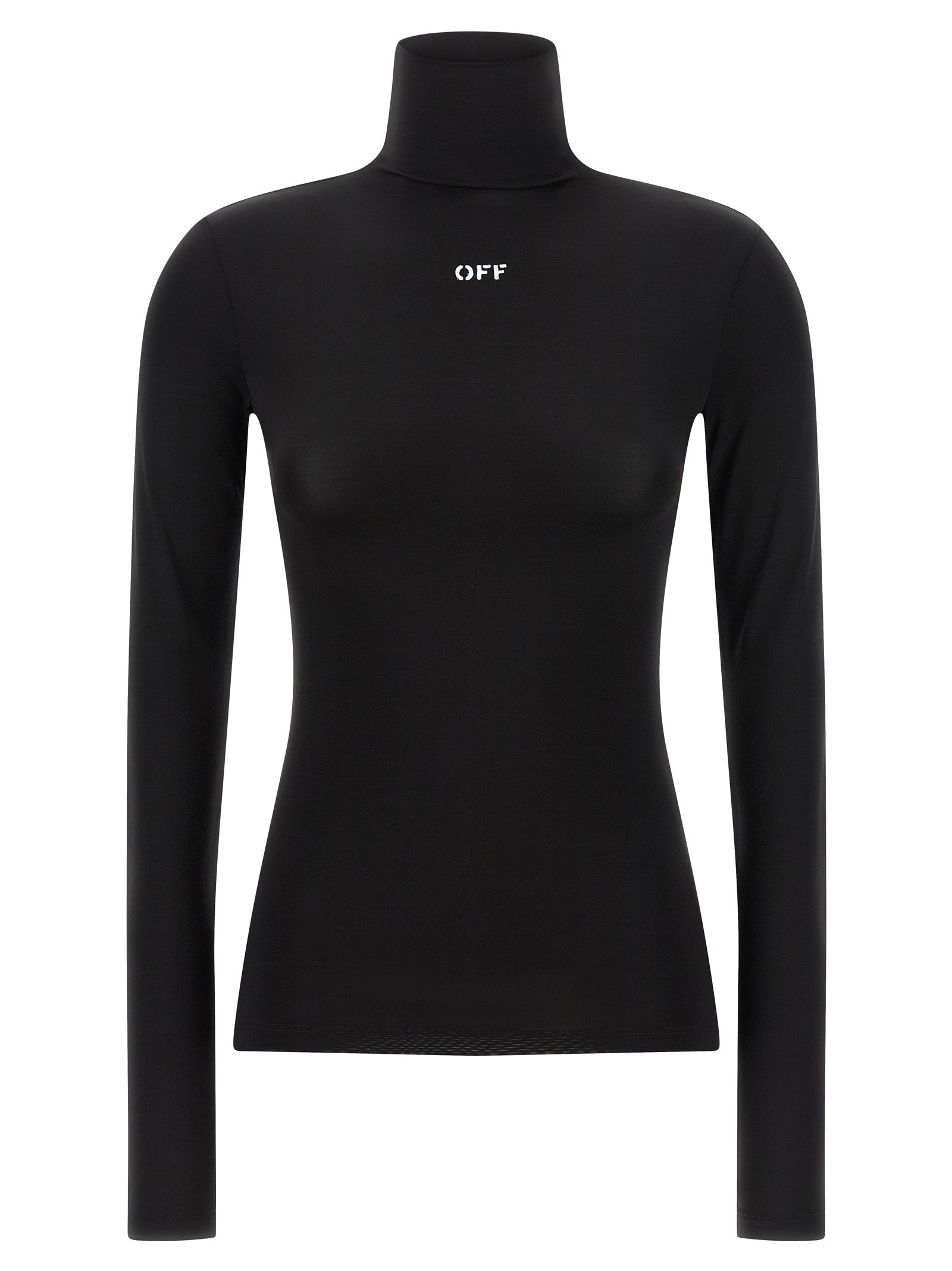 Cardigan by Off-White for women in stretch fabric & acetate black & white features an crisp silhouette, showcasing a sophisticated high-neck neckline and long-sleeve detail for a truly crisp finish.