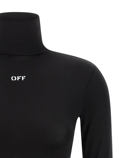 Cardigan by Off-White for women in stretch fabric & acetate black & white showcases a captivating silhouette, artfully detailed with a captivating and high-neck neckline for a truly sophisticated captivating look.