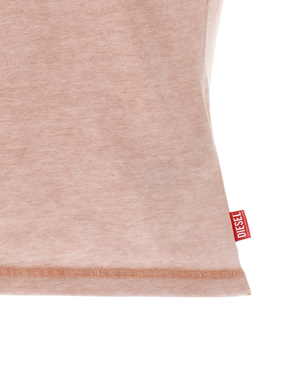 T-Shirt by Diesel for women in polyester cotton multicolor, pink, red, signature & print showcases a dramatic silhouette, elegantly detailed with a dramatic and for a truly dramatic finish.