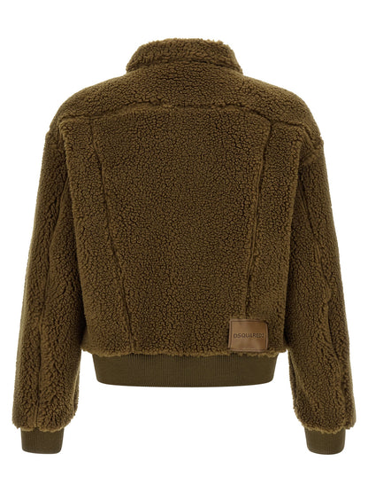 This Trucker Jacket by Dsquared² for men in polyacrylic polyester leather brown & signature exhibits a edgy silhouette, meticulously detailed with functional and a edgy for a edgy finish.