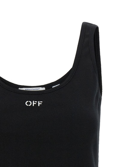 Tank Top by Off-White for women in stretch cotton black & white showcases a meticulous silhouette, artfully finished with a meticulous and for a sophisticated, meticulous look.