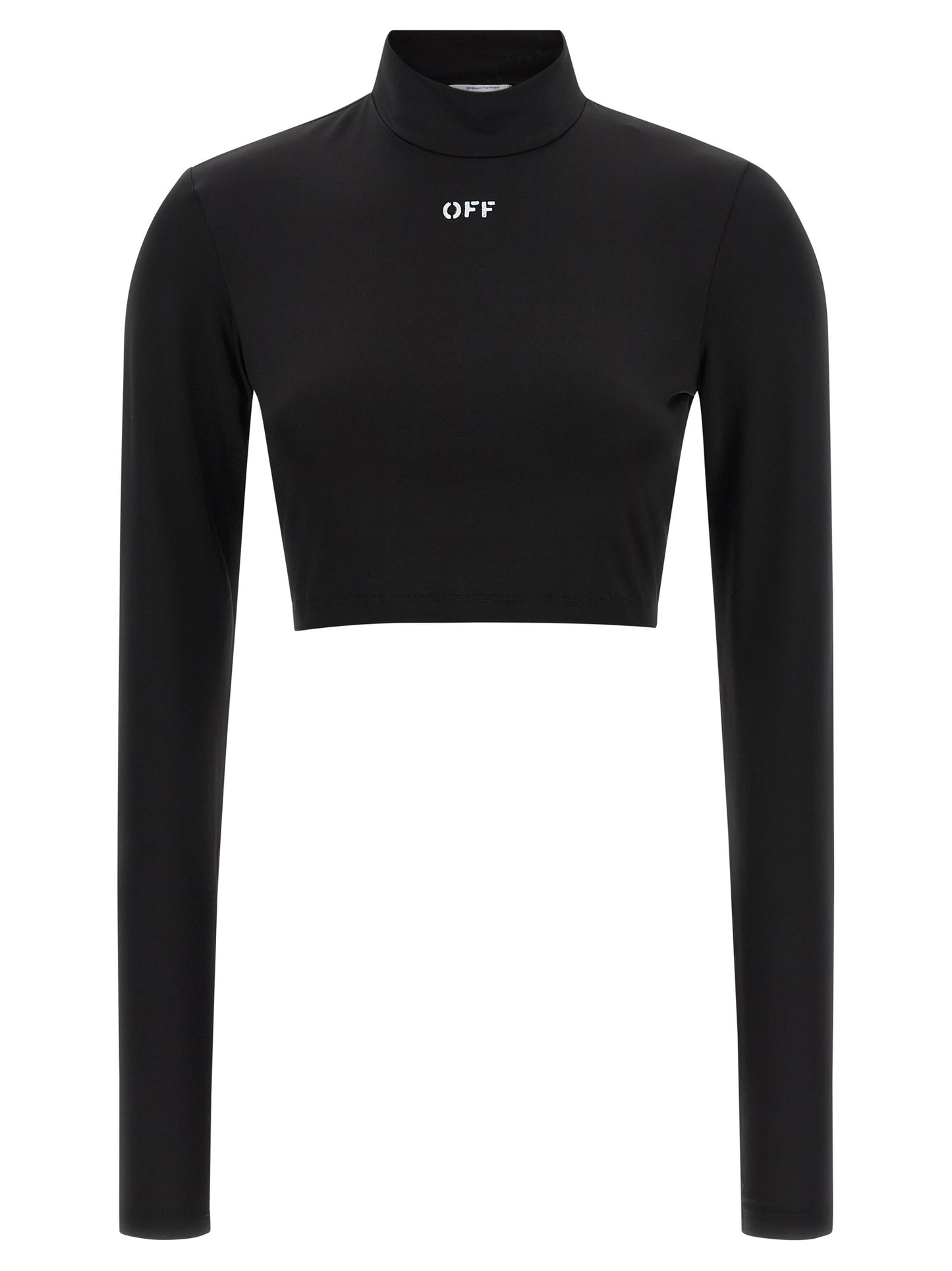 Shirt by Off-White for women in stretch fabric & acetate black & white features an polished silhouette, showcasing a sophisticated high-neck neckline and long-sleeve detail for a truly polished finish.