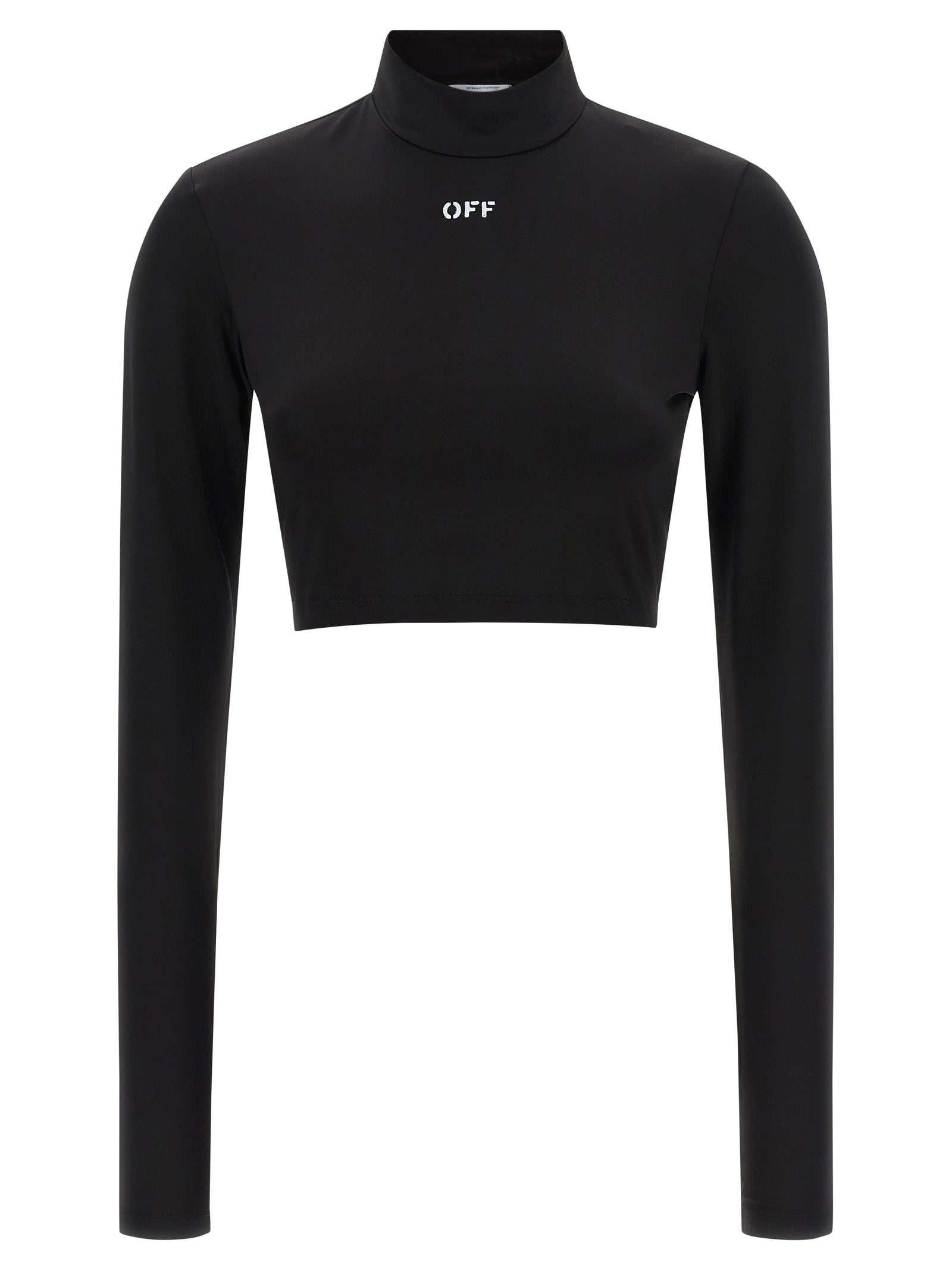 Shirt by Off-White for women in stretch fabric & acetate black & white features an polished silhouette, showcasing a sophisticated high-neck neckline and long-sleeve detail for a truly polished finish.
