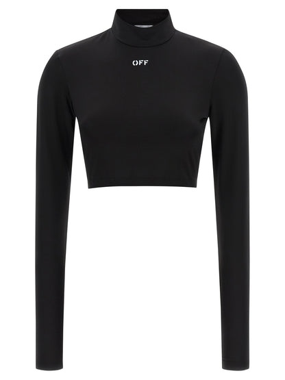 Shirt by Off-White for women in stretch fabric & acetate black & white features an polished silhouette, showcasing a sophisticated high-neck neckline and long-sleeve detail for a truly polished finish.