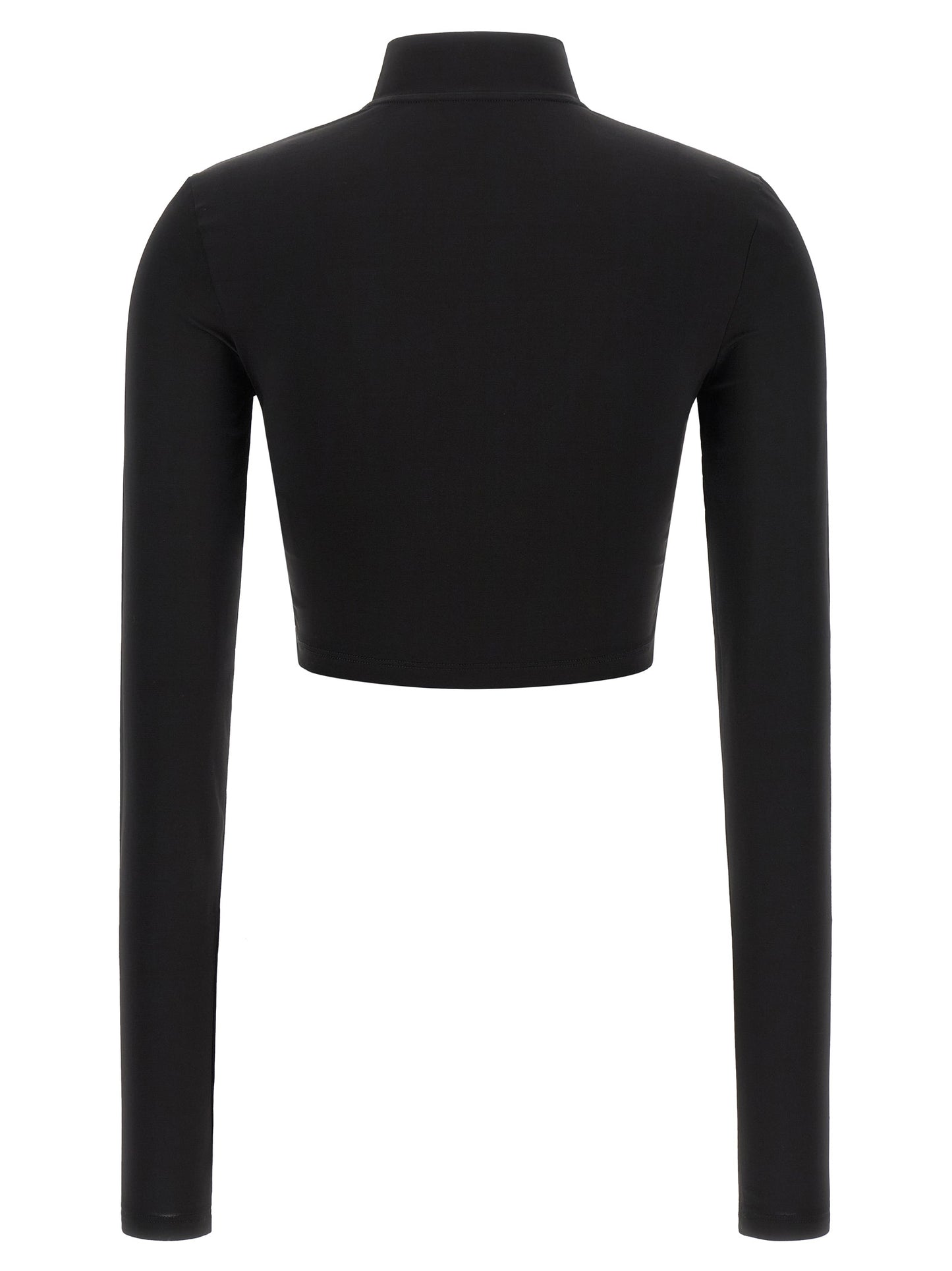 Shirt by Off-White for women in stretch fabric & acetate black & white features an architectural silhouette with a refined and elegant high-neck neckline for a architectural look.