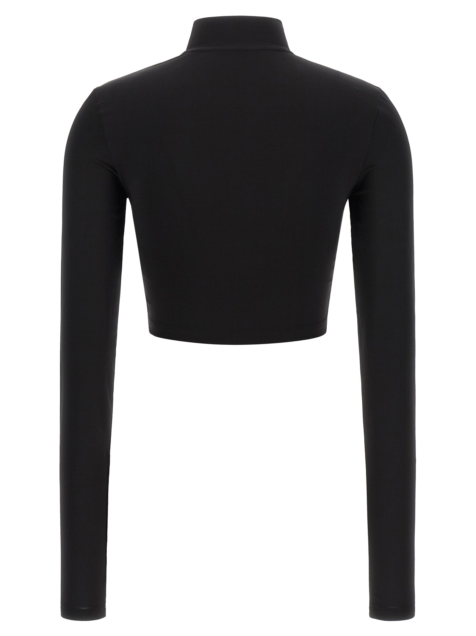 Shirt by Off-White for women in stretch fabric & acetate black & white features an architectural silhouette with a refined and elegant high-neck neckline for a architectural look.