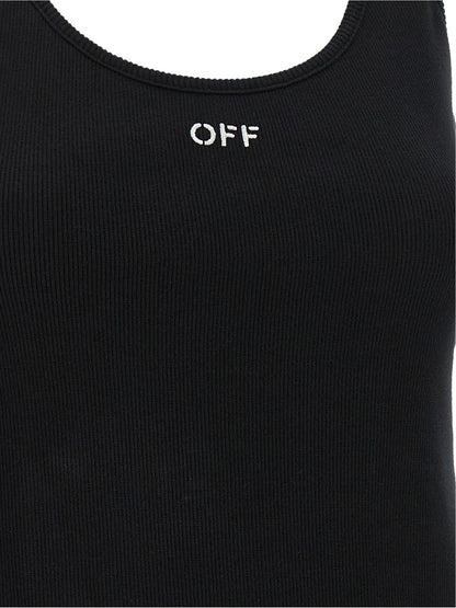 Tank Top by Off-White for women in stretch cotton black & white features an bespeak silhouette, showcasing an bespeak and bespeak for a truly sophisticated look.