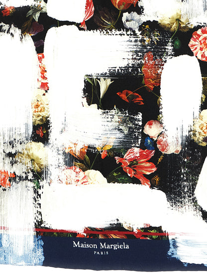 Scarf by Maison Margiela for women in silk multicolor, navy, red, white & floral showcases a eye catching silhouette, artfully capturing the essence of the eye catching Silk Scarf design for a sophisticated look.