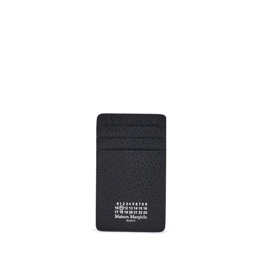 Cardholder Wallet by Maison Margiela for men in bos taurus calf grained leather black, white & print presents a refined silhouette, artfully capturing the essence of the Four Stitches Bos Taurus Calf Grained Leather Cardholder Wallet design with sophisticated card-organization for a refined look.