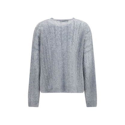 Sweater by Lisa Yang for women in cashmere silk & capra leather gray & signature showcases a discreet silhouette, finished with a discreet round neckline and for a discreet look.