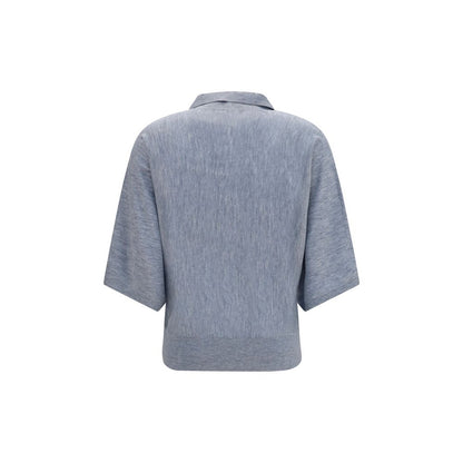 Sweater by Lisa Yang for women in cashmere & capra leather gray showcases a sumptuous silhouette, artfully finished with a sumptuous mock neckline and for a sophisticated, sumptuous look.