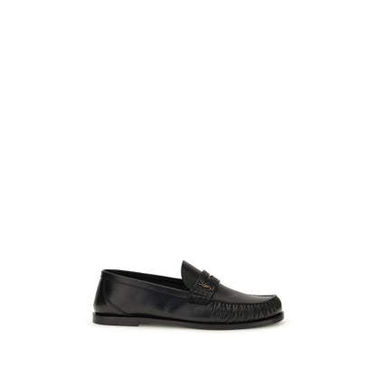 Saint Laurent Black Calf Leather Bos Taurus Slip-On Loafers