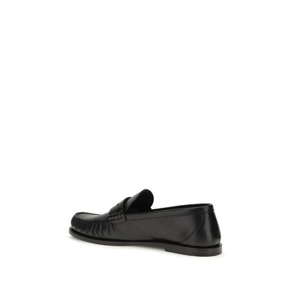 Saint Laurent Black Calf Leather Bos Taurus Slip-On Loafers