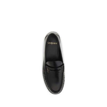 Saint Laurent Black Calf Leather Bos Taurus Slip-On Loafers