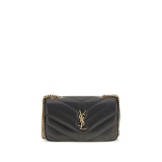 Mini 2-in-1 Shoulder & Crossbody Clutch Bag by Saint Laurent for women in lambskin leather & cotton black, bronze, chevron & signature features a effortless chic silhouette with a secure snap & magnetic, ample removable-pouch, and versatile crossbody-strap & shoulder-strap for a effortless chic finish.