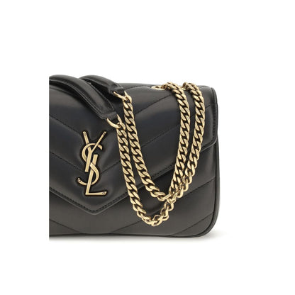 Mini 2-in-1 Shoulder & Crossbody Clutch Bag by Saint Laurent for women in lambskin leather & cotton black, bronze, chevron & signature features a effortless sophistication silhouette, secured by a snap & magnetic with ample removable-pouch and versatile crossbody-strap & shoulder-strap for a effortless sophistication finish.