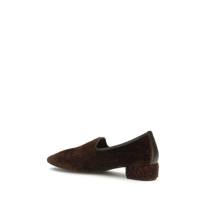 Flat Loafer Slip-On Shoes by Herbert Levine for women in bos taurus calf suede leather brown features an effortless chic silhouette, showcasing the Women's Bos Taurus Calf Suede Leather Flat Loafer Slip-On Shoes design with an effortless chic flat and a square toe style for a effortless chic look.