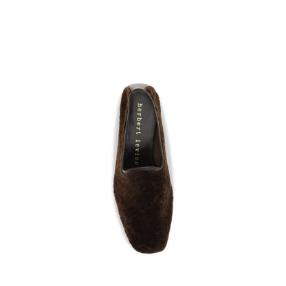 Flat Loafer Slip-On Shoes by Herbert Levine for women in bos taurus calf suede leather brown showcases a timeless silhouette from the Women's Bos Taurus Calf Suede Leather Flat Loafer Slip-On Shoes collection, featuring a timeless flat and square toe style for a timeless finish.