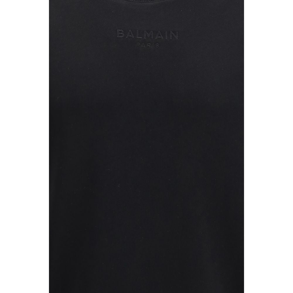 Sweatshirt by Balmain for men in stretch cotton black features an exquisite silhouette, showcasing and crew neckline details for a exquisite look.