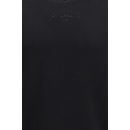 Sweatshirt by Balmain for men in stretch cotton black features an exquisite silhouette, showcasing and crew neckline details for a exquisite look.