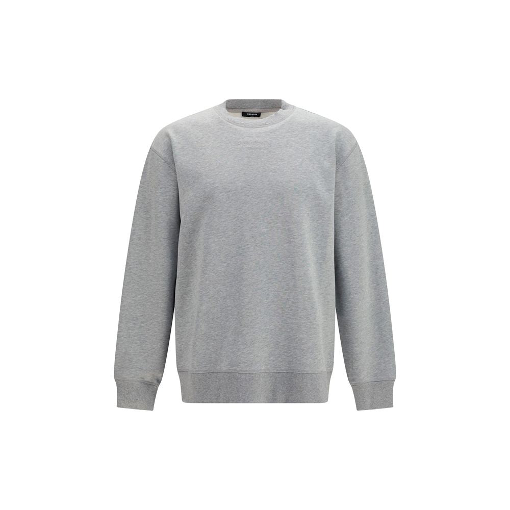 Sweatshirt by Balmain for men in stretch cotton gray features an enviable silhouette, showcasing a premium long-sleeve and refined crew neckline for a truly enviable finish.