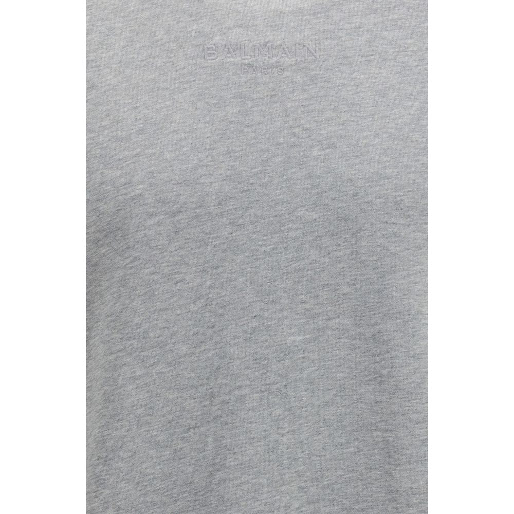 Sweatshirt by Balmain for men in stretch cotton gray presents a smart casual silhouette, featuring a smart casual crew neckline and for a sophisticated look.