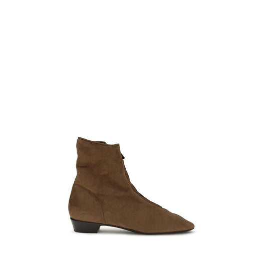 Ankle Boots by Herbert Levine for women in bos taurus calf suede leather brown & gold showcases a ergonomic silhouette from the Women's Bos Taurus Calf Suede Leather Ankle Boots collection, featuring a ergonomic and a ergonomic almond toe style.