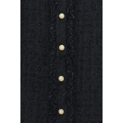 Shirt by Balmain for women in polyamide polyester cotton & viscose tweed black, gold, patterned & signature, featuring a nuanced and nuanced for a sophisticated finish.