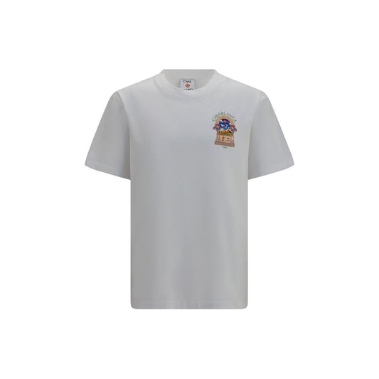 T-Shirt by Casablanca for men in cotton white features a plush silhouette, showcasing a sophisticated crew neckline and short-sleeve for a truly plush finish.