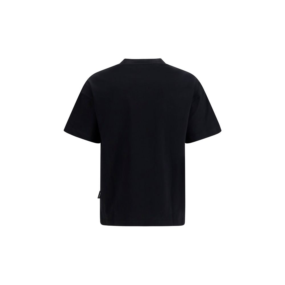 T-Shirt by Palm Angels for men in cotton black & print showcases a unassuming silhouette, artfully detailed with a refined crew neckline and unassuming for a sophisticated, contemporary look.