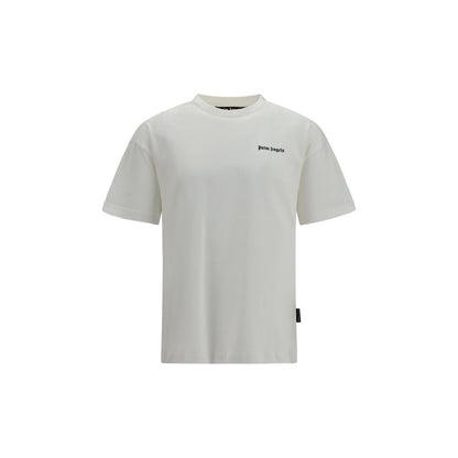 T-Shirt by Palm Angels for men in cotton white & print showcases a unassuming silhouette, artfully detailed with a refined crew neckline and unassuming short-sleeve for a sophisticated, contemporary look.