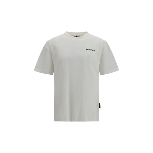 T-Shirt by Palm Angels for men in cotton white & print showcases a unassuming silhouette, artfully detailed with a refined crew neckline and unassuming short-sleeve for a sophisticated, contemporary look.