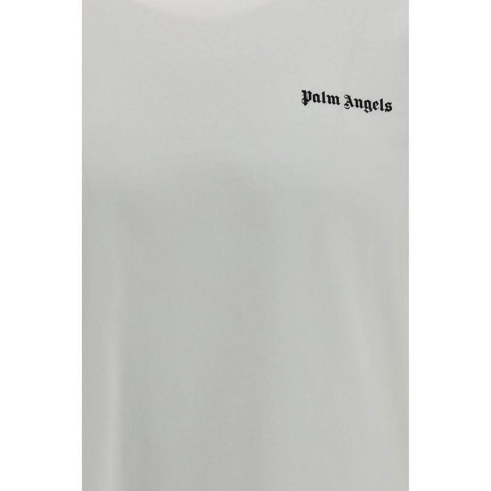 T-Shirt by Palm Angels for men in cotton white & print showcases a fashionable silhouette, elegantly detailed with a fashionable and crew neckline for a sophisticated, high-fashion look.