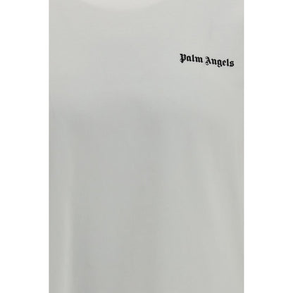 T-Shirt by Palm Angels for men in cotton white & print showcases a fashionable silhouette, elegantly detailed with a fashionable and crew neckline for a sophisticated, high-fashion look.