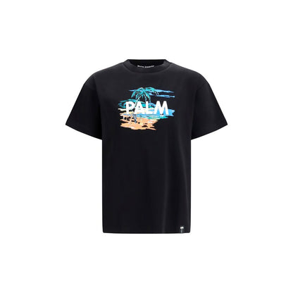 T-Shirt by Palm Angels for men in cotton black & print showcases a unassuming silhouette, artfully detailed with a refined crew neckline and unassuming short-sleeve for a sophisticated, contemporary look.
