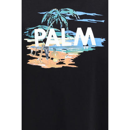 T-Shirt by Palm Angels for men in cotton black & print features an edgy silhouette, meticulously detailed with a sophisticated and for a truly edgy finish.
