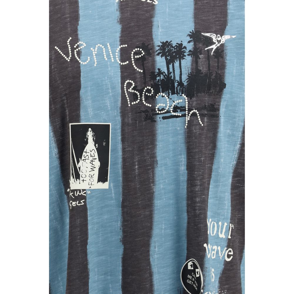 Activewear T-Shirt by Palm Angels for men in cotton blue features a dynamic silhouette with and enhanced by functional mesh-panels & breathable-design.