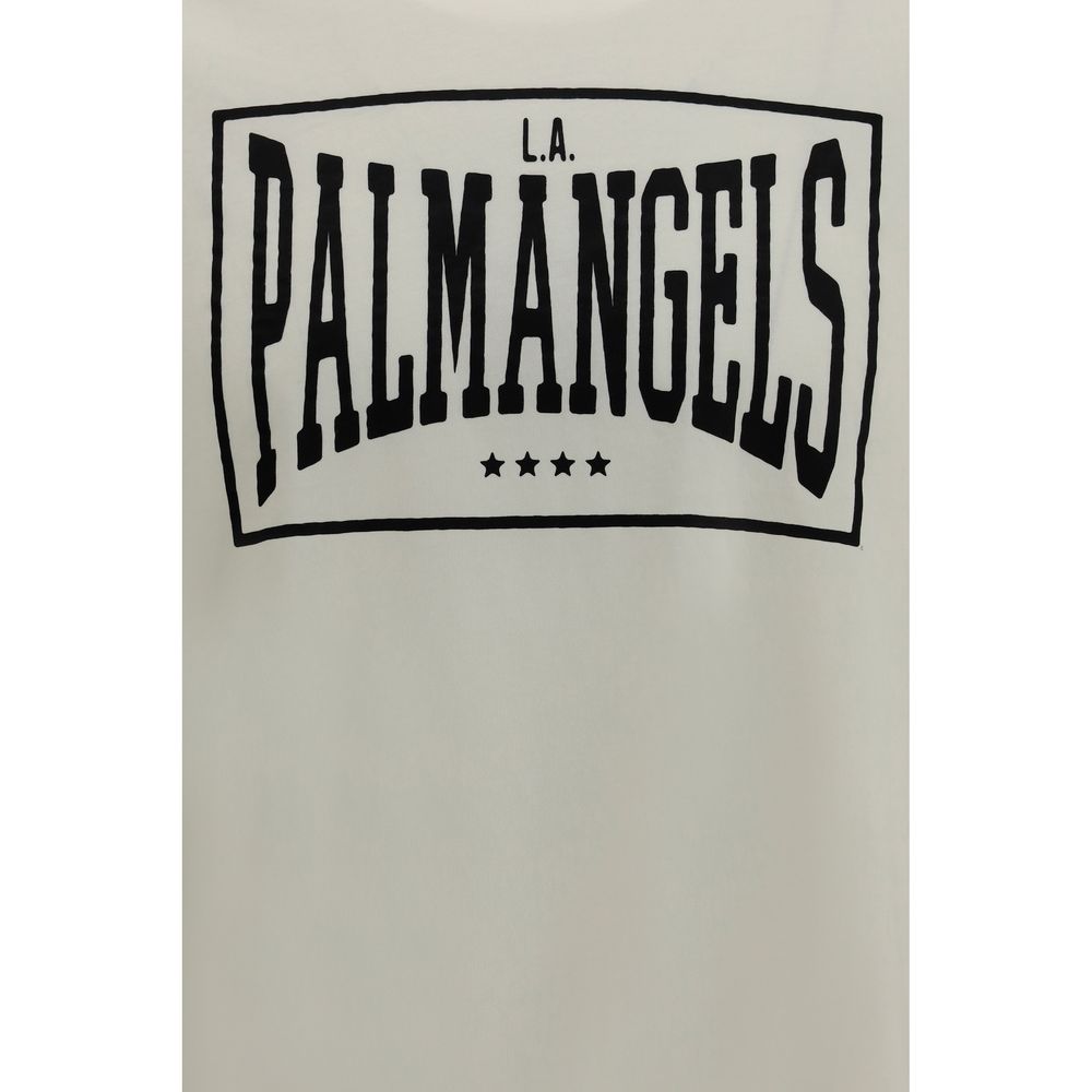T-Shirt by Palm Angels for men in cotton beige showcases a unassuming silhouette, artfully detailed with a refined crew neckline and unassuming for a sophisticated, contemporary look.