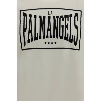 T-Shirt by Palm Angels for men in cotton beige showcases a unassuming silhouette, artfully detailed with a refined crew neckline and unassuming for a sophisticated, contemporary look.