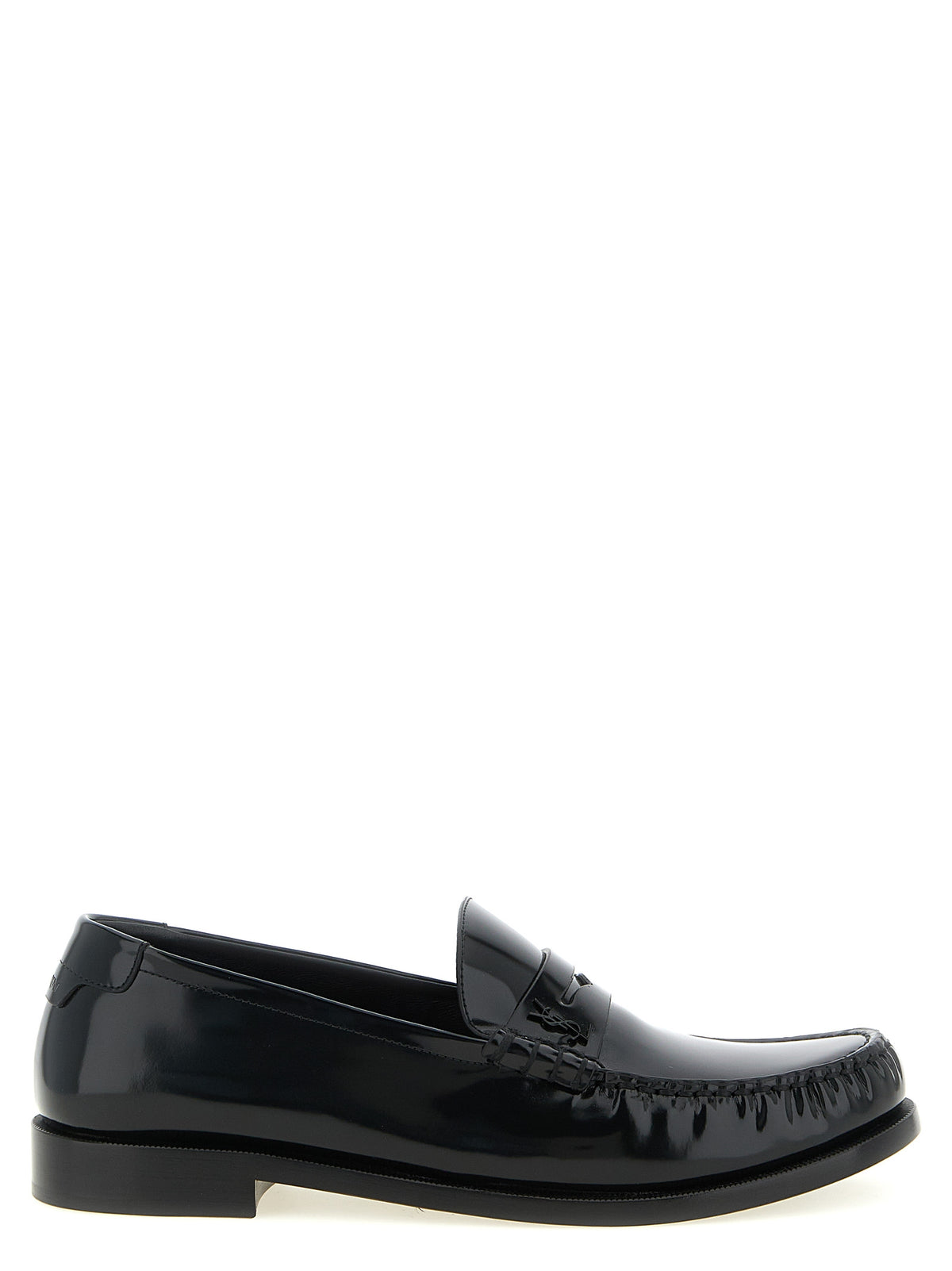 Saint Laurent Essence Men's Calfskin Leather Loafer Slip-On Shoes - Black