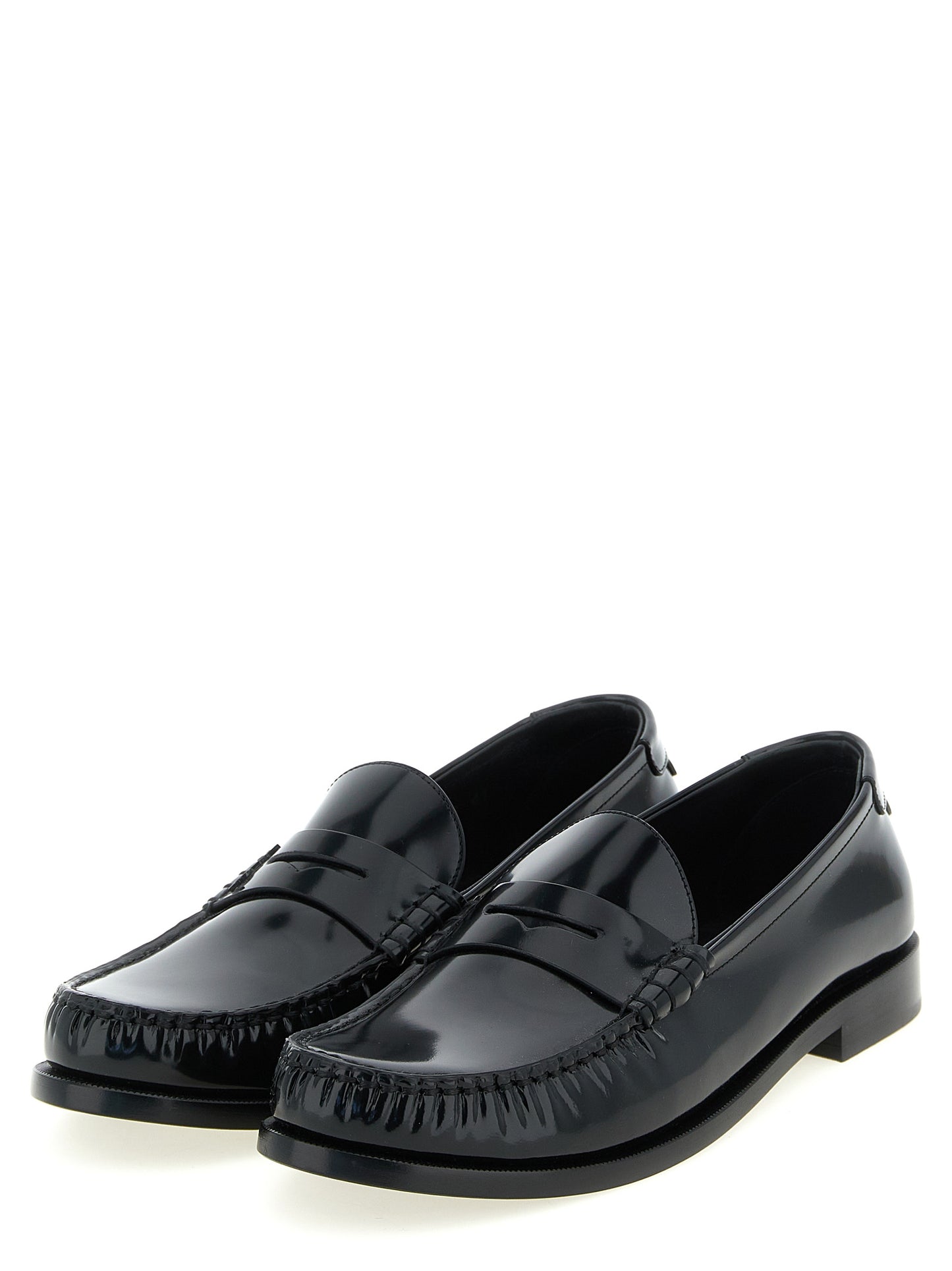Saint Laurent Essence Men's Calfskin Leather Loafer Slip-On Shoes - Black