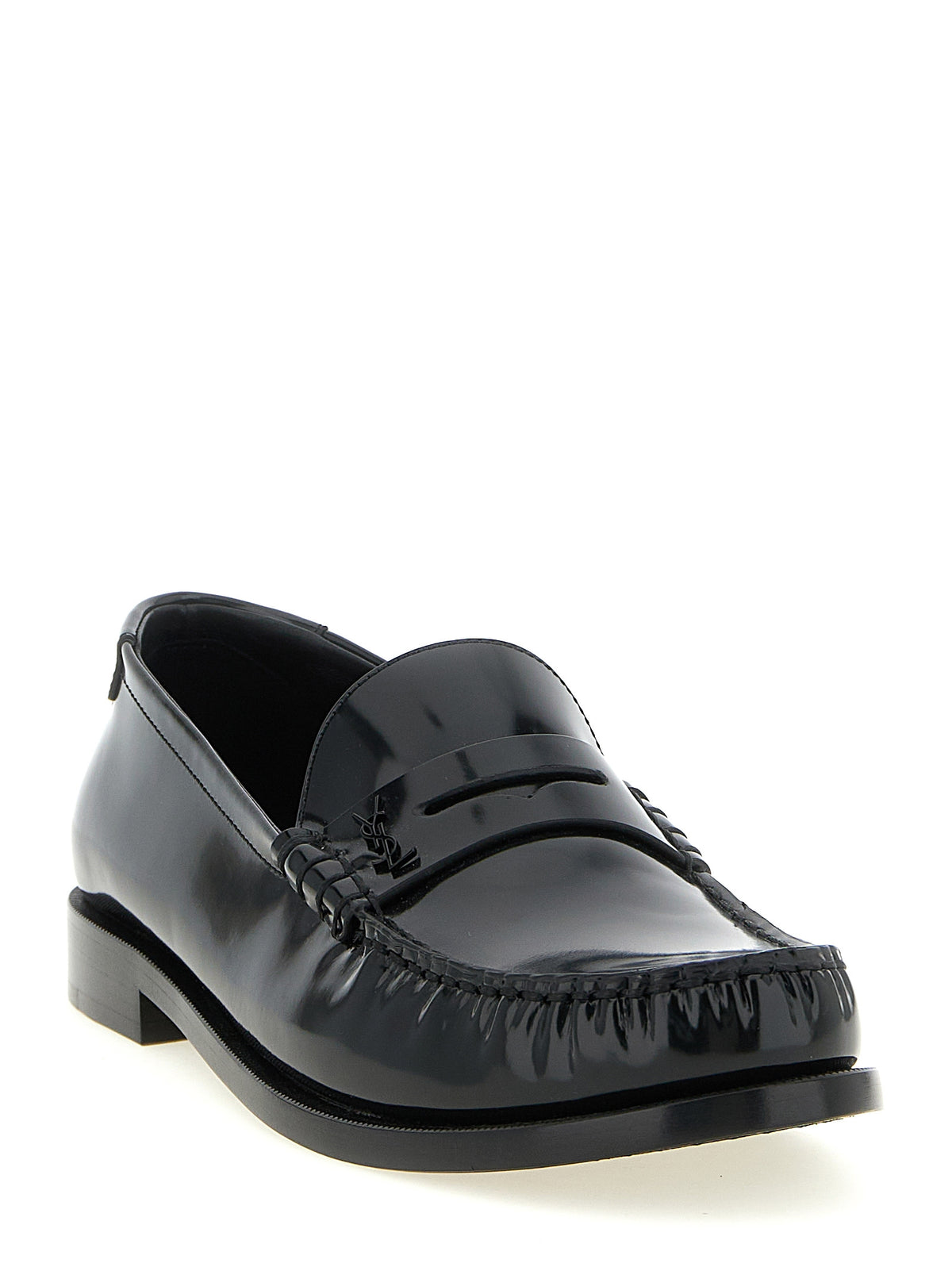 Saint Laurent Essence Men's Calfskin Leather Loafer Slip-On Shoes - Black