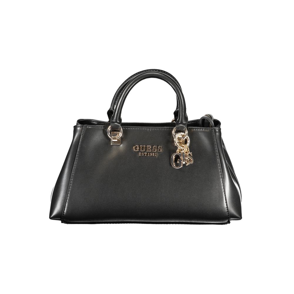 Frame Handbag by Guess Jeans for women in polyurethane black features a signature silhouette, showcasing a secure and signature with versatile shoulder-strap, adjustable-strap & handle for a sophisticated look.