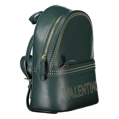 Backpack by Mario Valentino for women in polyurethane green features a refined silhouette, showcasing the Polyurethane Backpack design with a secure zipper, ample external-pockets & internal-pockets, and versatile handle, backpack-strap & adjustable-strap.